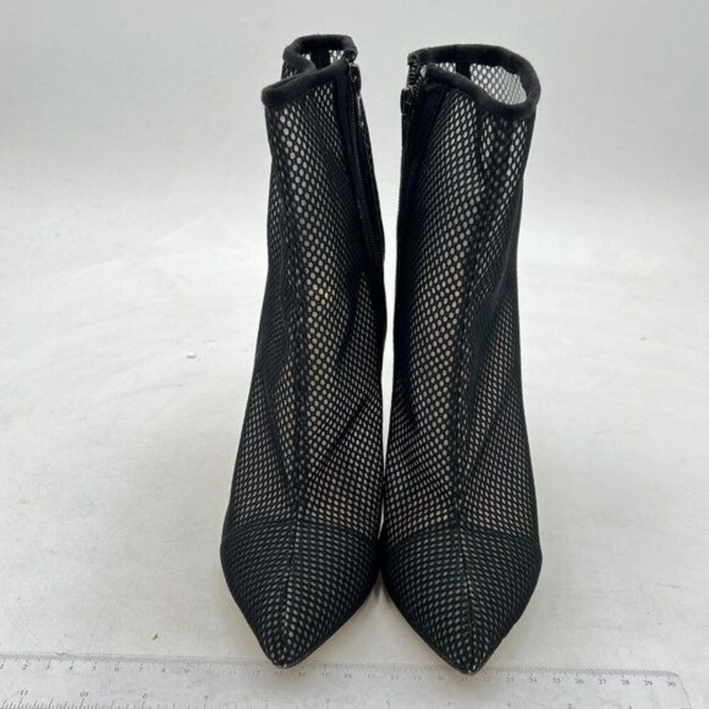 FSJ Black Mesh High Heel Ankle Boots Closed Pointed Toe Stilettos Shoes - Picture 3 of 8